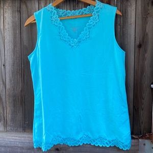 Coldwater Creek Double Lace Tank Turquoise